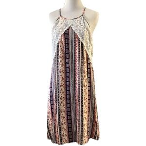 ALTAR’D STATE MIXED PRINT STRIPED MINI DRESS MULTICOLORED SIZE LARGE